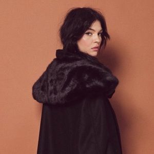 For love and lemons double breasted faux fur crop trench pea coat jacket